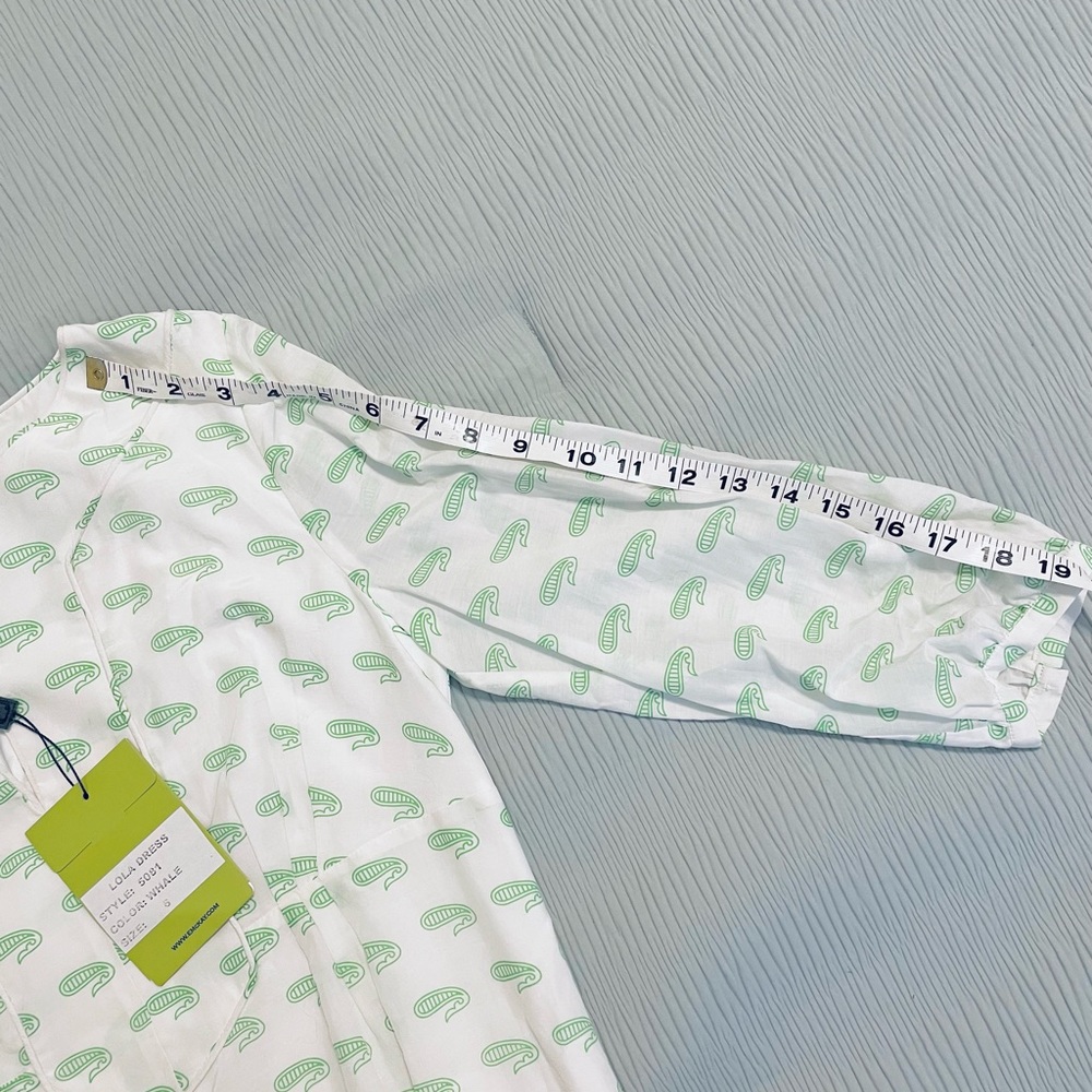 NWT Elizabeth McKay Lola Dress Whales / Green and White / Size 6 - Picture 10 of 11